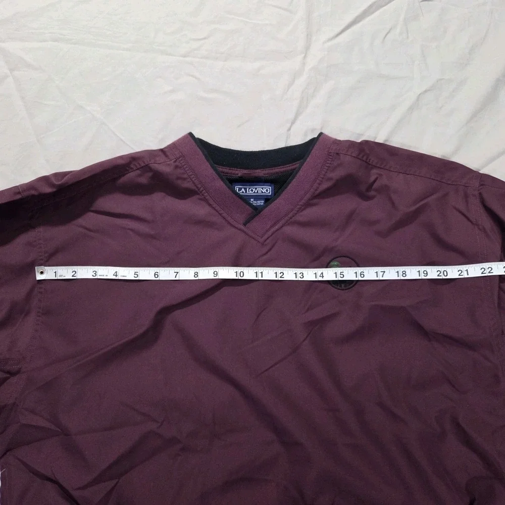 VTG LA Loving Men's Pullover Windbreaker Jacket Purple V-neck Embroidered Sz M